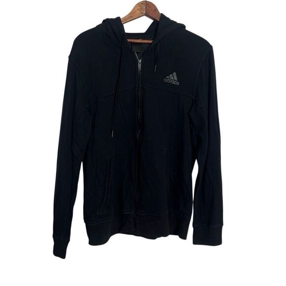 Adidas Performance Full Zip Hoodie Sweatshirt Black Size Large - Picture 1 of 8